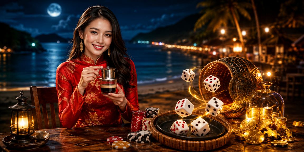 Cô gái áo dài cầm xúc xắc tại Con Đảo – không khí cá cược sôi động